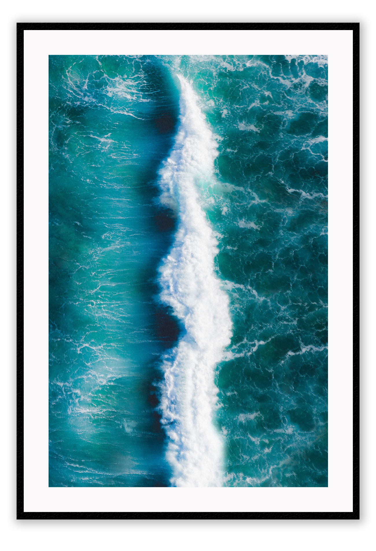 Ocean portrait print blue sea waves white wash minimal coast natural